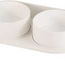 Elevated Ceramic Dog Bowl Set - Double Dog Feeding Bowls with Stand Splash Proof - Raised Dishes for Food and Water - Ideal for Small to Medium Dogs - 2 x 850 ml - 28.74 oz (Small/Medium Dog Bowls, White)
