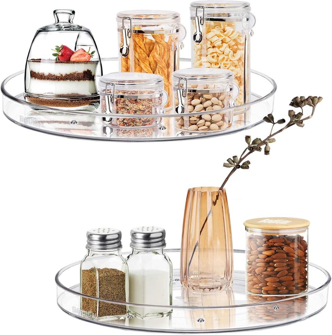 2 Pack Lazy Susan Organizer, 10.6" Clear Lazy Susan Turntable for Kitchen Cabinet,Turntable Organizer for Countertop, Pantry Organization and Storage