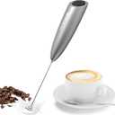 SIMPLETaste Milk Frother Handheld Battery Operated Electric Foam Maker, Drink Mixer with Stainless Steel Whisk and Stand for Cappuccino, Bulletproof Coffee, Latte (With Stand, Gray)