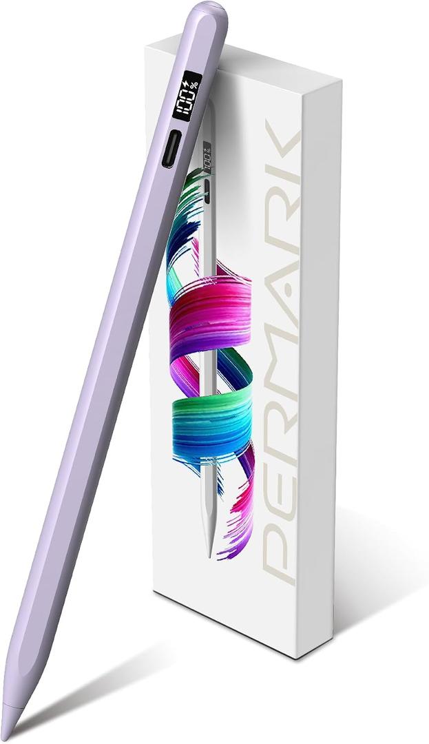Stylus Pen for iPad 2025-2018 with LED Power Display, 15Mins Fast Charge,Tilt Sensitivity Pencil for iPad 10/9/8/7/6th,11th A16,Air 11/13 M2/M3,Pro 11/13 M4,Pro 12.9",Air 5/4/3,Mini 7/6/5 (Purple)