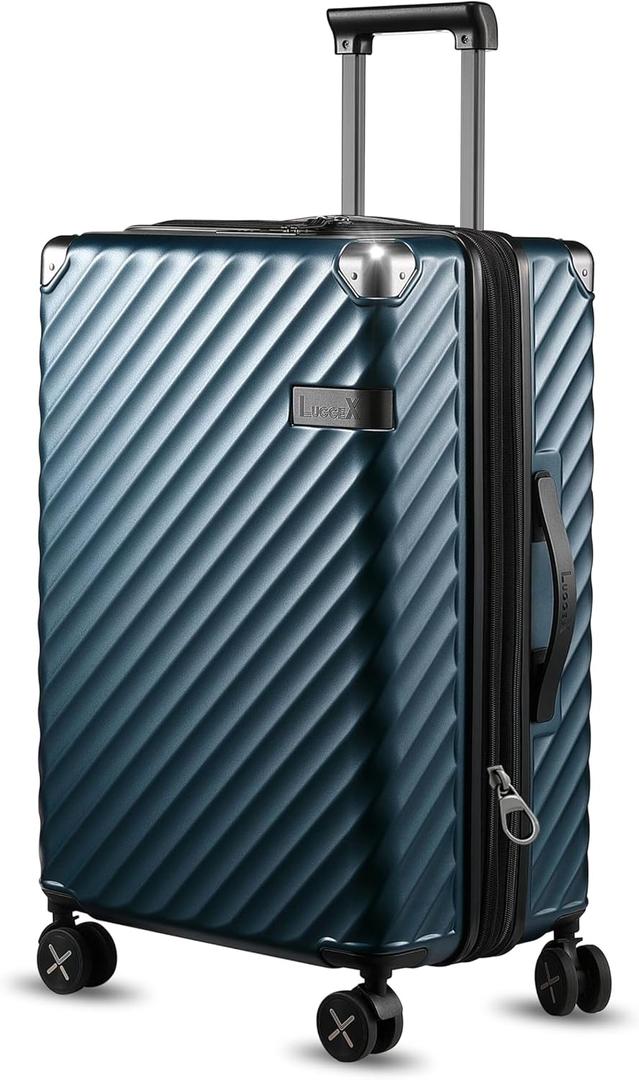 LUGGEX 24 Inch Luggage with Spinner Wheels - 100% Polycarbonate Hardside Expandable Medium Suitcase (Navy, 24 Inch)