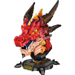 NUTCRACKER Dragon Building Set for Adult - Fire Dragon Head Toy Building Set, Animal Skeleton Fossils Home Desktop Display Model Decor, Easter Birthday Gift for Teens Boys Girls 14+ (2713 Pieces)