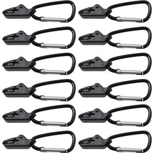 JianLing 12-Piece Small Tarp & Awning Clamp Set - Crocodile Tent & Awning Clamps with Jaw Tent Snaps for Camping Canopy Tarps, Caravan