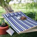 Lazy Daze Hammocks 12 FT Double Quilted Fabric Hammock with Spreader Bar and Detachable Pillow, 2 Person Hammock for Outdoor Patio Backyard Poolside, 450lbs Weight Capacity