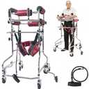 Standing Walking Aid for Seniors, Adult Walker Hemiplegia Rehabilitation Standing Frame, Lower Limb Training, Adjustable Height, Patient Upright Walker for The Disabled, 8 wheels