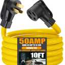 10FT NEMA 10-50P to 14-50R EV Charger Adapter Extension Cord 50 Amp Dryer to 50 Amp EV for Level 2 Charging, 3 Prong Male to 4 Prong Female Power Cord with Handle, STW 8 AWG/3C, ETL Listed