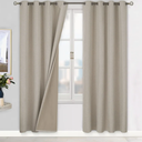 BGment Linen Color Blackout Curtains 84 Inch Length for Bedroom 2 Panels Set, Linen Textured Thermal Insulation Soundproof Window Curtain Drapes with Grommet, 52 Inch Wide Each Panel