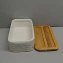 Engraved Ceramic Bread Box for Kitchen Countertop - Multipurpose Bread Storage Container with Thick Bamboo Cutting Board Lid - Elegant Bread Bin with Nature-Inspired Engraving - 13.8" x 7.9" x 5"