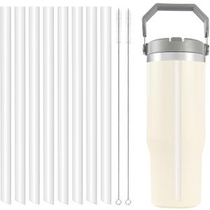Clear Replacement Straws for Stanley IceFlow Flip Straw Tumbler (30oz/64oz)  8 Straws + 2 Cleaning Brush (Not For Stanley Ice Flow 2.0 Flip Tumbler)