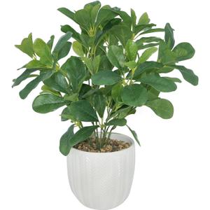 Artificial Potted Plant Leaves, 16.9" Artificial Shrubs Plants Arrangements Fake Eucalyptus Leaves with Vase Faux Greenery Leaves for Home Garden Table Centrepieces Garden Dcor