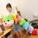 AOQI Multicolor Caterpillar Stuffed Animal Big Hugging Pillow Cute Plush Soft Pillow Doll,Giant Plush Toy,Gifts for Girl Boy Babies Birthday (59inch/150cm)