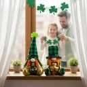LEKSON St Patricks Day Decorations Gnomes Set, Lucky Shamrock Boy & Girl Irish Gnome with Weighted Bottom, Shelf Sitters for Tiered Tray, Farmhouse Mantel, Table & Home Decor Gift