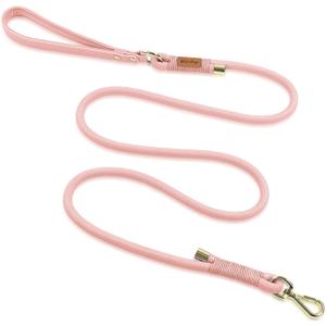 Wisedog 6FT Rope Dog Leash - Polyester Rope with PVC Soft Padded Handle, Rustproof 360Swivel Buckle - Durable for Small, Medium & Large Dogs (Gossamer Pink)