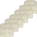 Sweet Home Collection Patio Cushions Outdoor Chair Pads Premium Comfortable Thick Fiber Fill Tufted 19" x 19" Seat Cover, 6 Pack, Cream