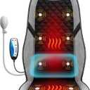 COMFIER Back Massager with Heat, Massage Seat Cushion for Chair with 10 Vibration Motors, Adjustable Lumbar Support,Chair Massager for Office,Recliner,Gifts for Men,Women (Grey Black)