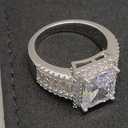 925 Sterling Silver Shiny Full Diamond Ring Square Cut 3Ct Cubic Zirconia Cocktail Rings CZ Multi Row Diamond Ring Eternity Engagement Wedding Band Ring for Women Z.47 (US Code 6)