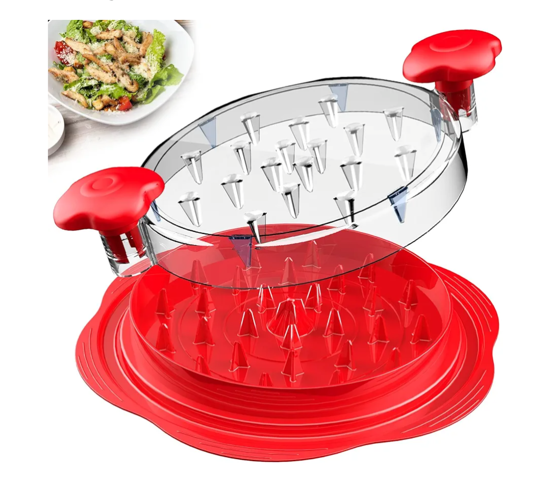 Chicken Shredder Large Chicken Breast Shredder Tool Twist with Brush&Fork, Visible Meat Shredder Machine, Anti-Slip Strip, Ergonomic Handle, BPA Free, Suitable for Pork Beef Chicken(Red)