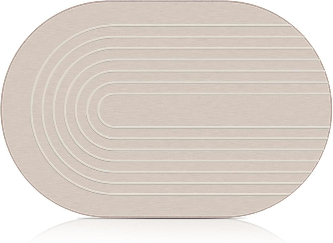 Elfcool Stone Bath Mat Diatomaceous Earth Shower Mat Non Slip Quick Dry Bath Stone Mat Super Absorbent Bathroom Floor Mat for Bathroom Kitchen Counter (Off White), 1'3" x 1'11"