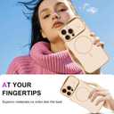 Fiyart Designed for iPhone 16 Pro Max Case, Cute Wave Frame Curly Shape Love Hearts Plating for Women Girls Camera Protection Compatible with MagSafe Magnetic Shockproof Bumper 6.9"-Pink