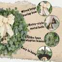 28 Inch Eucalyptus Wreath with Bells & Bow for Front Door, Faux Greenery Wreath for Spring Summer All Seasons Year Round, Green Eucalyptus Decor for Home Farmhouse Indoor Outdoor Porch Wall