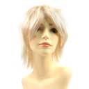 Modernfairy Anime Halloween Wig Platinum Blonde for Cosplay Party, Synthetic Layered Short Hair Wigs with Bangs, Pastel Wigs for Women Men