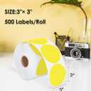 iEager 3 Inch Circle Thermal Sticker Labels, Self-Adhesive Round Direct Thermal Label, Multi-Purpose Roll Thermal Stickers, 500 Labels, Yellow