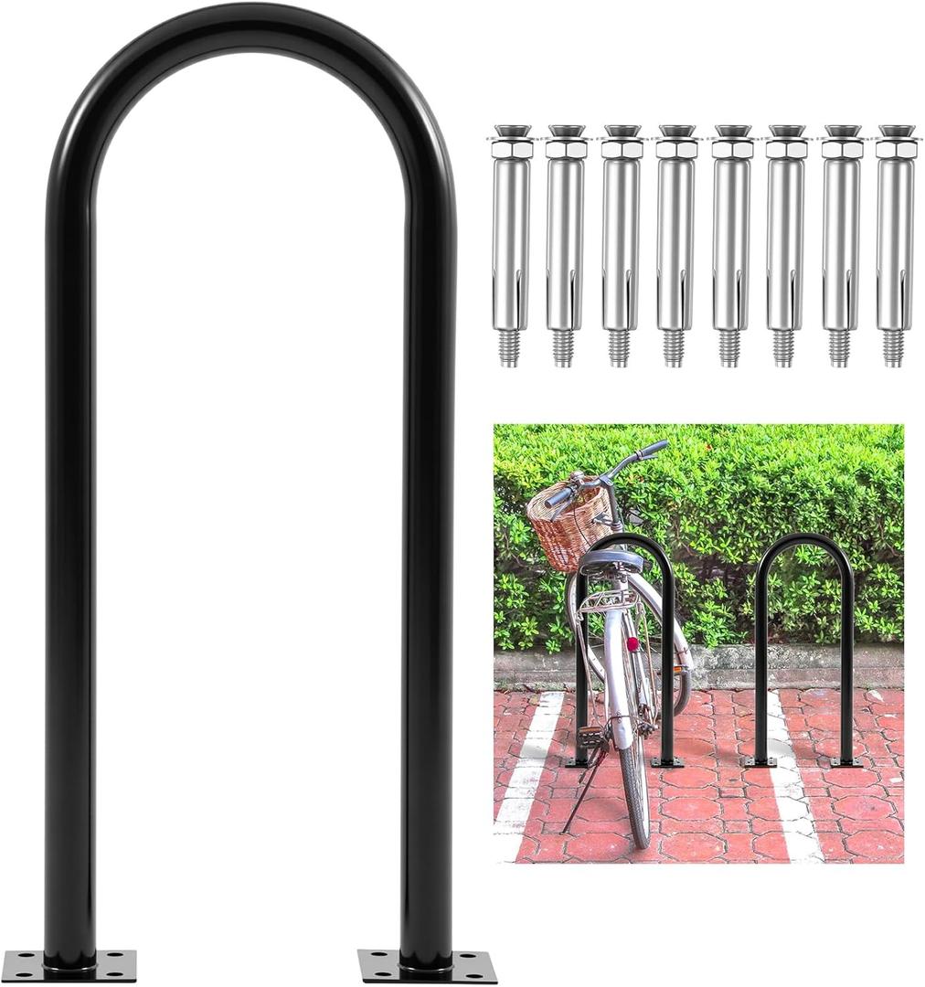 2-3 Bike Capacity U Bike Rack Commercial Bicycle Rack 33" L Heavy Duty Galvanized Steel Bicycle Organizer Ground Parking Stand for Outdoor Garages Streets Yards Parks Schools Sidewalks