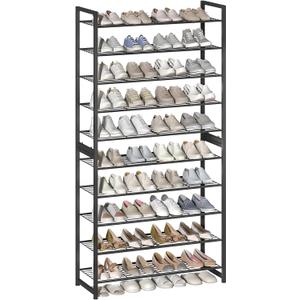 Stackable Shoe Rack for Closet, 8 Tier Metal Heavy Duty Shoe Storage Organizer,Large Capacity Shoe Shelf Max Holds 38 Pairs of Shoes,Sturdy and Stable, for Closet, Entryway,Garage，Black
