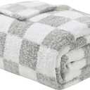 EMME Checkered Gift Blanket Twin Size - 60"*80" Grey Bed Blanket