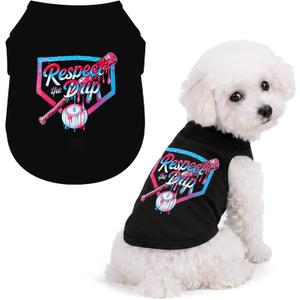 Ice Cream Drip Baseball Dog T Shirt Respect The Drip Pet Apparel Baseball Sport Dog Tank Top Black Dogs Sleeveless Vest Ice Cream Pets Outfit Costume for Small to Medium Dogs and Cats Pets Supplies(M)