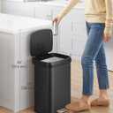 SONGMICS Kitchen Trash Can, 13 Gallon (50 L) Stainless Steel Garbage Can, with Stay-Open Lid and Step-on Pedal, Soft Closure, Tall, Large and Space-Saving, Black ULTB530B50