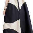 ellazhu Women's Short Sleeves Color Block Midi Length Button Down Shirt Dress GZ191 A