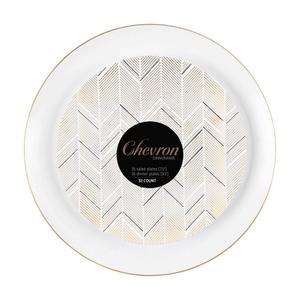 Chevron Dinnerware gold/black plates, 16 Salad Plates (7.5") & 16 Dinner Plates (10"), 4/32 Count