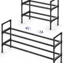 Kitsure Shoe Rack for Closet - Expandable Shoe Rack for Front Door Entrance, Rustproof Shoe Organizer for Entryway with Portable Handles, Black, 17.3~30.2 x 16.3