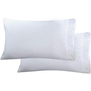 Elegant Comfort Luxury Ultra-Soft 2-Piece Pillowcase Set - 1500 Premium Hotel Quality Microfiber Double Brushed - Wrinkle Resistant, King Size, White