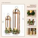 HPC Decor Large Rustic Farmhouse Lantern Decor Set of 2, Tall 30 Vintage Wooden Lanterns, Modern Candle Lanterns Decorative w/Light String and Garland for Home, Indoor,Outdoor,Fireplace Mantle Decor