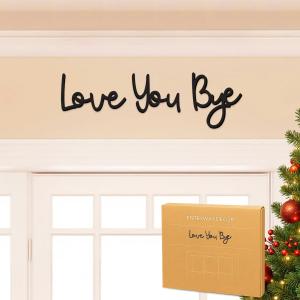 Dripykiaa Love You Bye Wood Sign Home Decor Boho Decor Wall Decor Express Love and Warm for Your Family Lovers Wall Art Gift Hallway Entryway Door Valentine Decorations for Home (21.6", Black)
