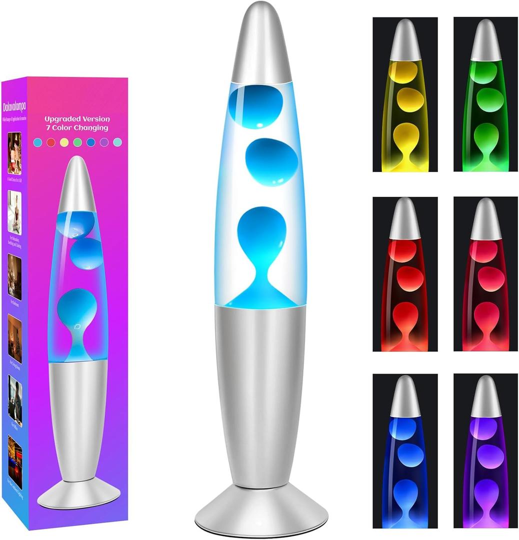 7 Color Changing LED Liquid Motion Lamp, 13-inch Liquid Night Lights for Kids Adults, Home Decor for Living Room Bedroom, Birthday Gifts for Boys Girls (White)