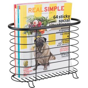 mDesign Newspaper and Magazine Rack for Bathroom, Office, Entryway - Matte Black