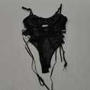 Avidlove Sexy Lingerie for Women Leather Teddy Lingerie Mesh Bodysuit Garter Belt Set (No leg ring), Medium