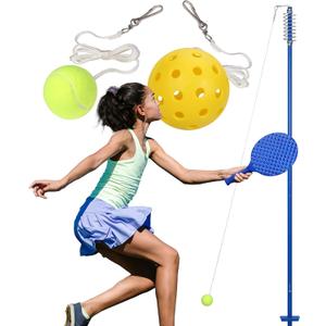 STERLING Sports Tennis Pickleball Tetherball Pole Set, Adjustable Height Backyard Tether Training Kit with Paddles, Tennis Ball and Pickleball, Swingball Outdoor Lawn Game for Kids and Adults