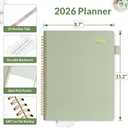 2 x SUNEE 2026 Planner, Weekly and Monthly Calendar Planner 9"x11.2"- 12 Month (January 2026 - December 2026), Vegan Leather Cover, Pocket, Bookmark, Notes, Monthly Tab, Sage Green