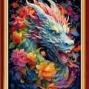 Redxing Stamped Cross Stitch Kits - Beach Night Landscape Counted Cross Stitch Kits for Beginners Adults Needlepoint Cross-Stitch Patterns-Flower Dragon 16x20 inches (ArtsKit29)