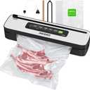 Vacuum Sealer Machine, INKBIRD Powerful 130W High Power with Liquid/Moist/Dry 6-Food Modes, Compact Food Preservation System with Cutter, Full Start Kit with Pre-cut Bags*10 (8''*11.8''), EXT-VAC (Black)