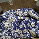 Navy Floral Cotton Comforter King Size 3PC - Elegant White Flowers Pattern on BlueTaupe Back, Lightweight Bedding Sets with Ultra-Soft Alternative Fill, (1 Comforter, 2 Pillowshams)