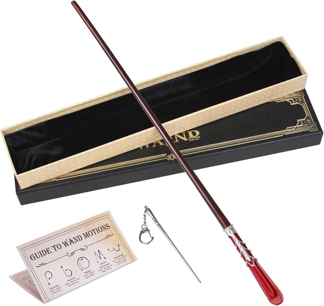KingVows Magic Witch Wand Wizard Props for Kids Witchcraft Cosplay Accessories Sorcerer Collection with Gift Box (Ruby)