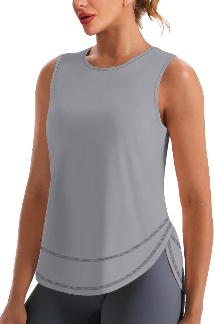 NIASHOT Workout Tank Tops for Women Lightweight Gym Clothes Quick Dry Moisture Wicking Activewear Running Yoga Tennis (Gray, S)