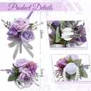 Canlierr 2 Pcs Dusty Corsage and Boutonniere Set Men Boutonnieres Corsage Bracelets Wristlet Band Wedding Flowers Accessories for Men Prom Suit Decorations(Purple)