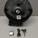 40000 Rechargeable Clip on Fan, 8-Inch USB Portable Desk Fan, Screw-Clamp Battery Operated, 4-Speed Airflow, Ideal for Golf Cart, Office, Camping, Outdoor, Travel, Gym, Treadmill,Black