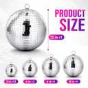 17 Pcs Disco Ball Set, Large & Mini Silver Mirror Balls (12", 8", 6", 4", 3.2"), Reflective Glass Hanging Ornaments for 70s Party, Wedding, Stage Decor, Christmas Tree & New Year Decoration